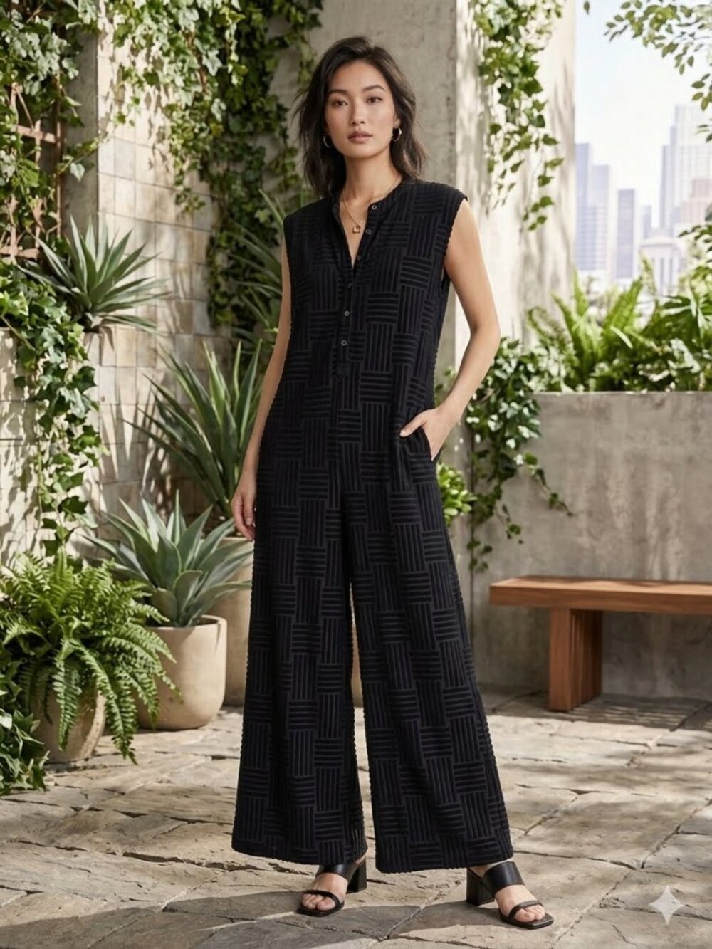 Sleeveless Black Wide-Leg Jumpsuit